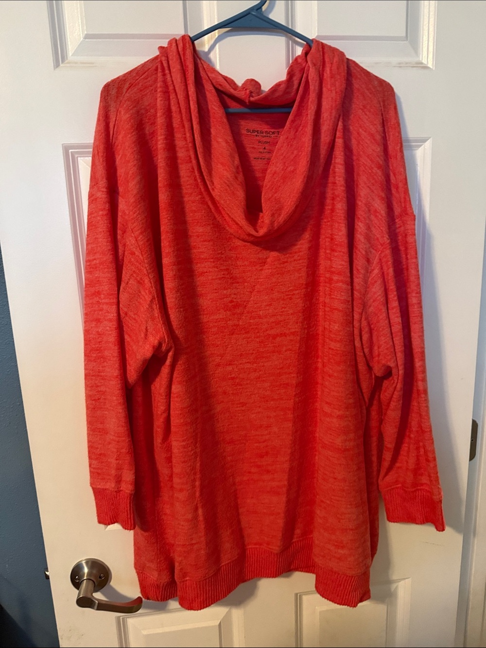 Relaxed Cowl Neck Sweater in Coral by SuperSoft